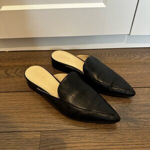 Cole Haan Black Pointed-Toe Leather Mules